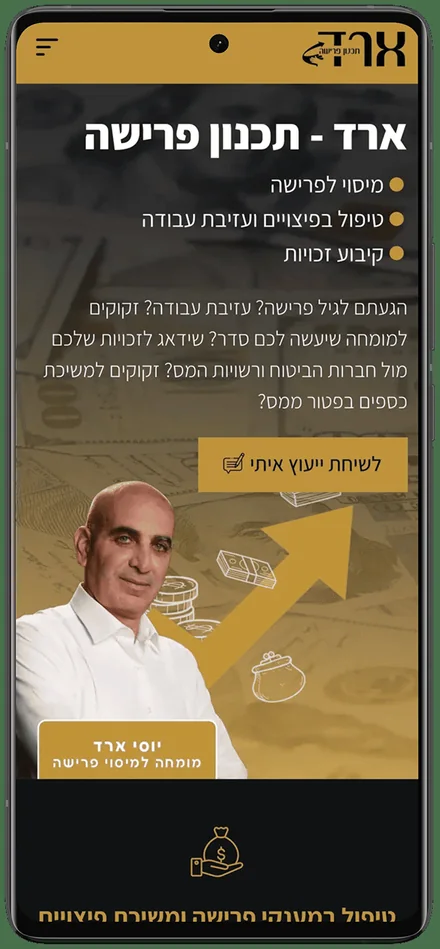 דף נחיתה לחברת פיננסים